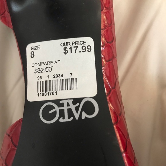 Cato Red snakeskin peep toe heels NWT - Picture 6 of 7